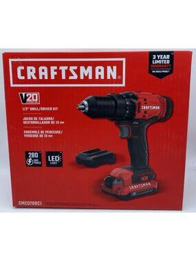 Craftsman V20 1/2” Drill/Driver Kit – 20V Lithium-Ion CMCD700C1